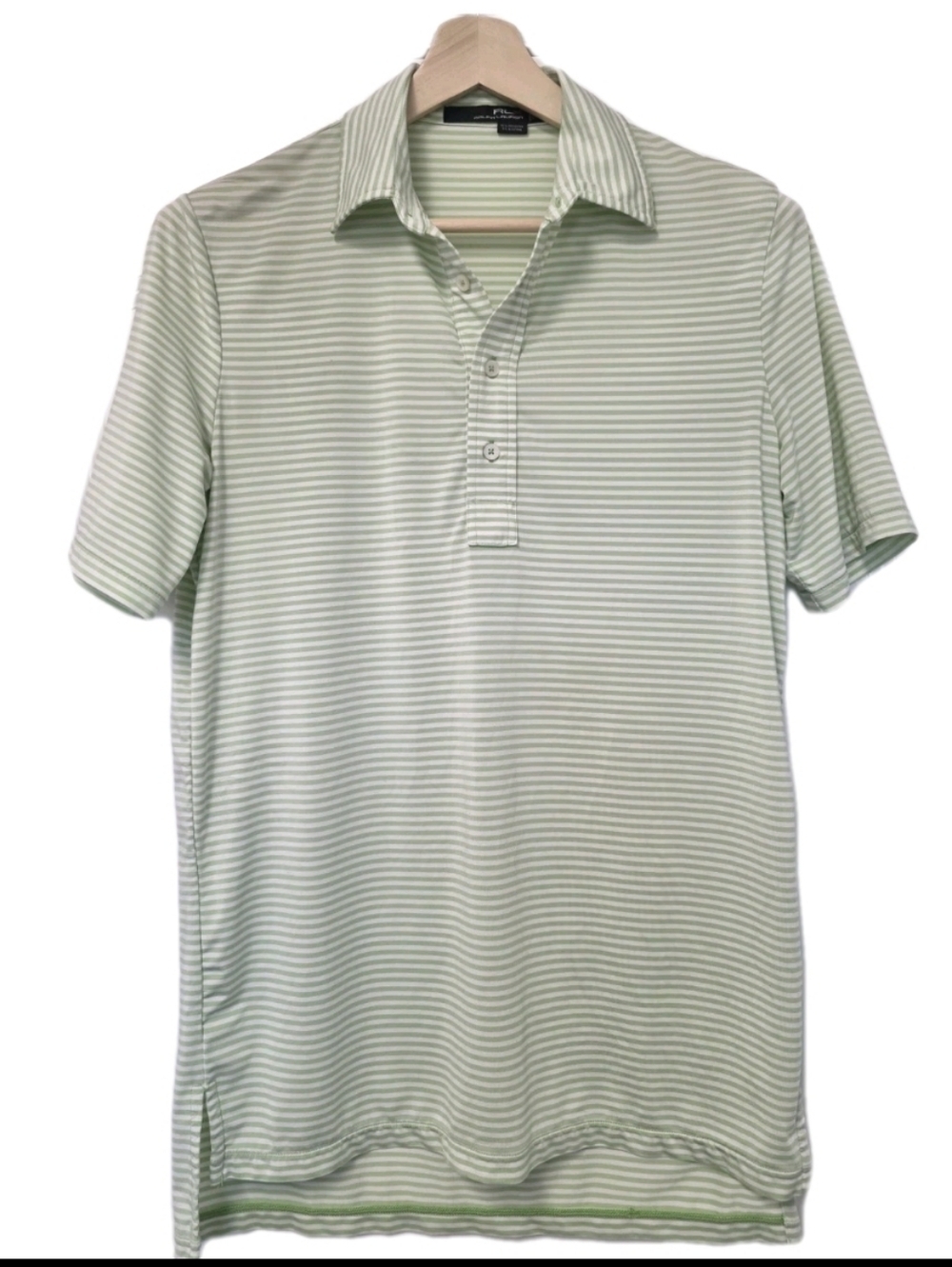 RLX Ralph Lauren Golf Polo Shirt Mens White Green Striped Stretch Size Small
